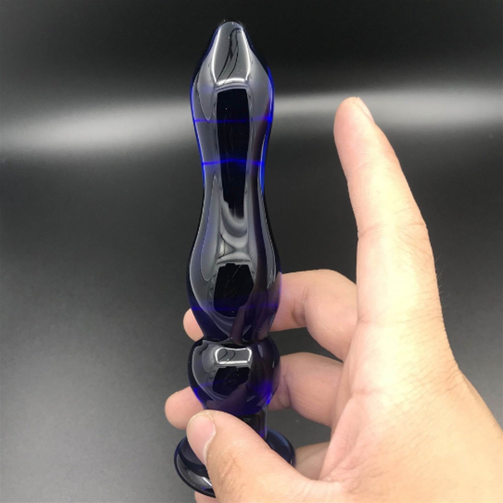 Blue Pagoda Crystal Glass Anal Plug Back Court Alt