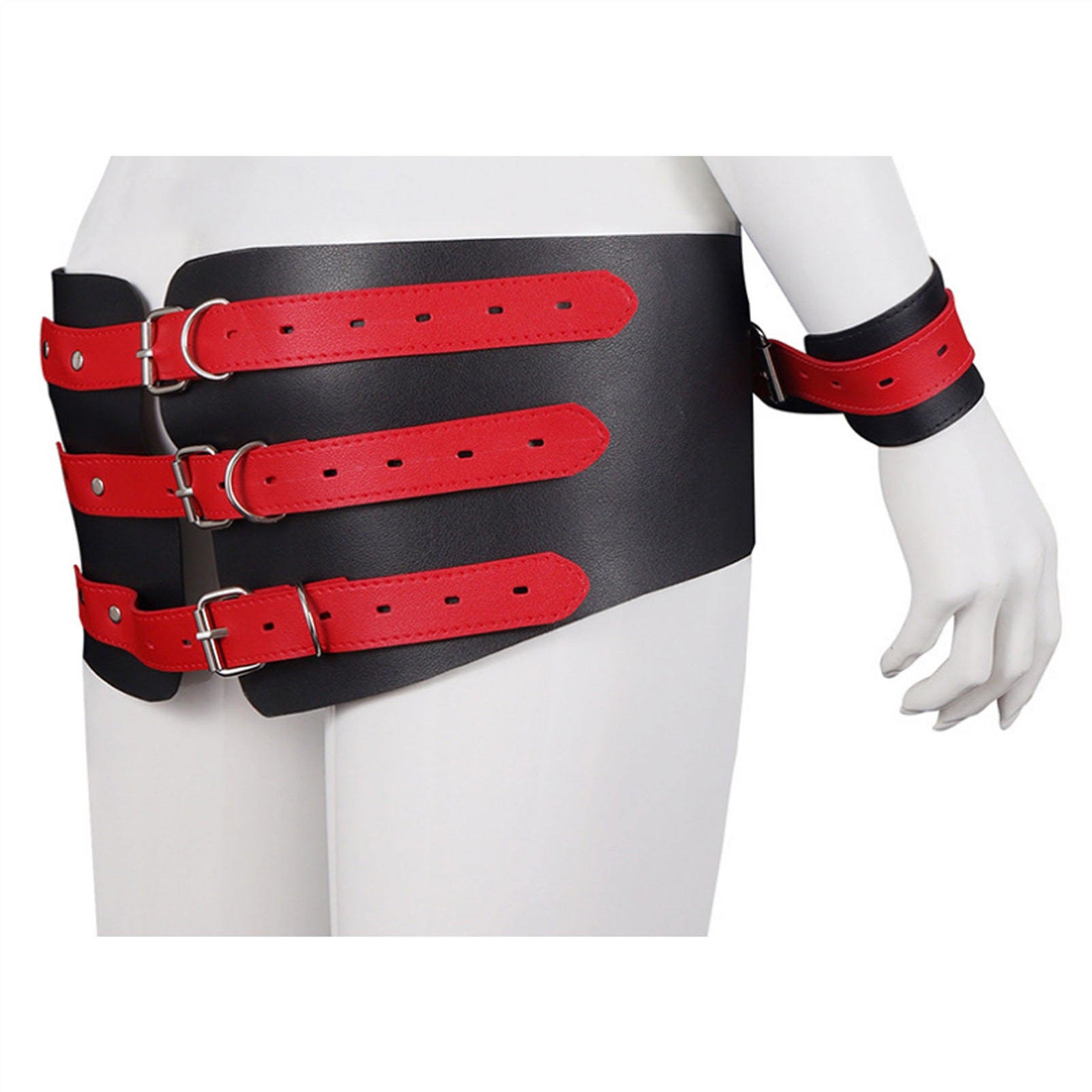 PU Leather Adjustment Handcuffs Leg Cuffs Set Flir