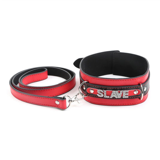 Nightclub Punk Rock Bling Red PU Leather Choker Co