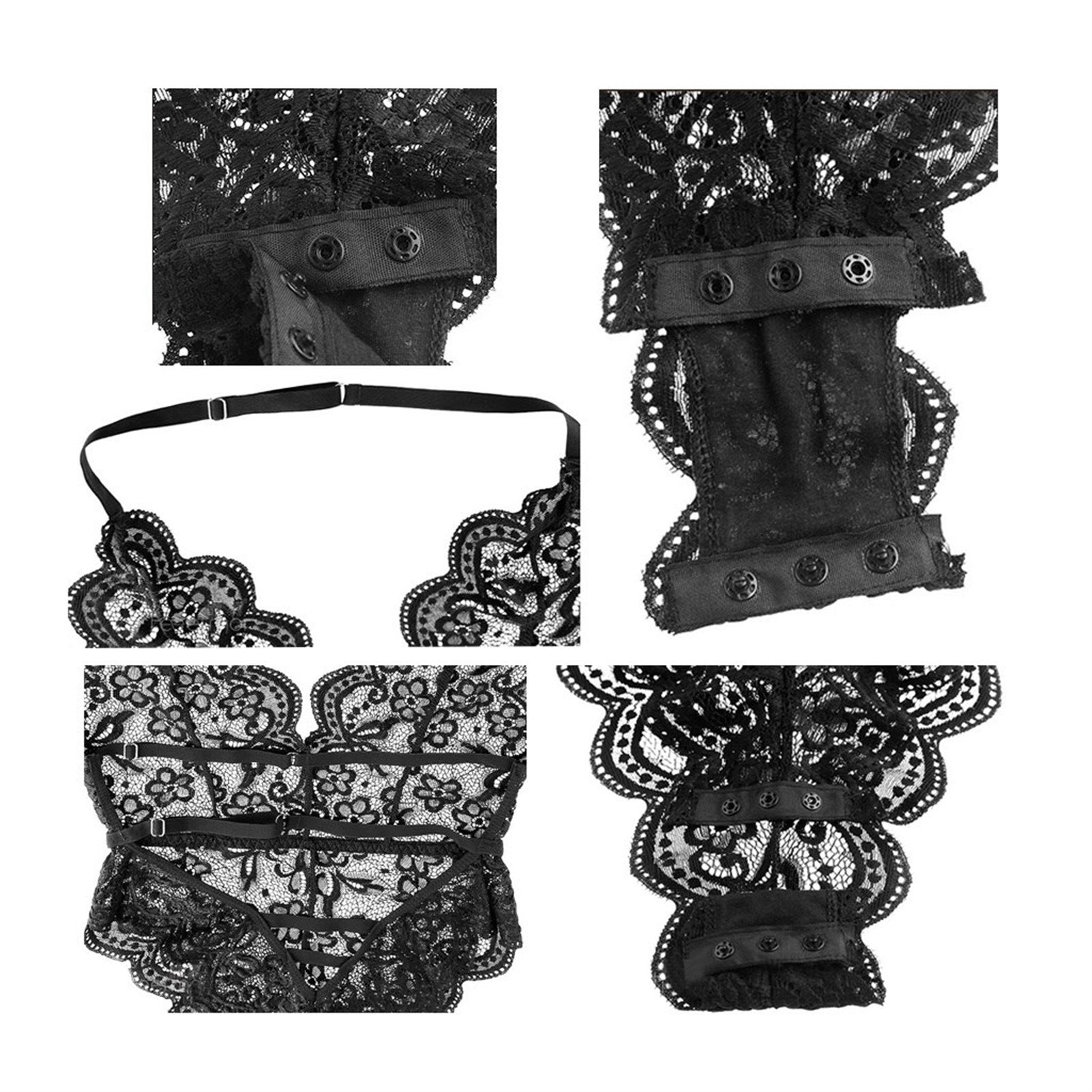 Sexy Dress Sleepwear Lace Jumpsuit With Hidden Buc