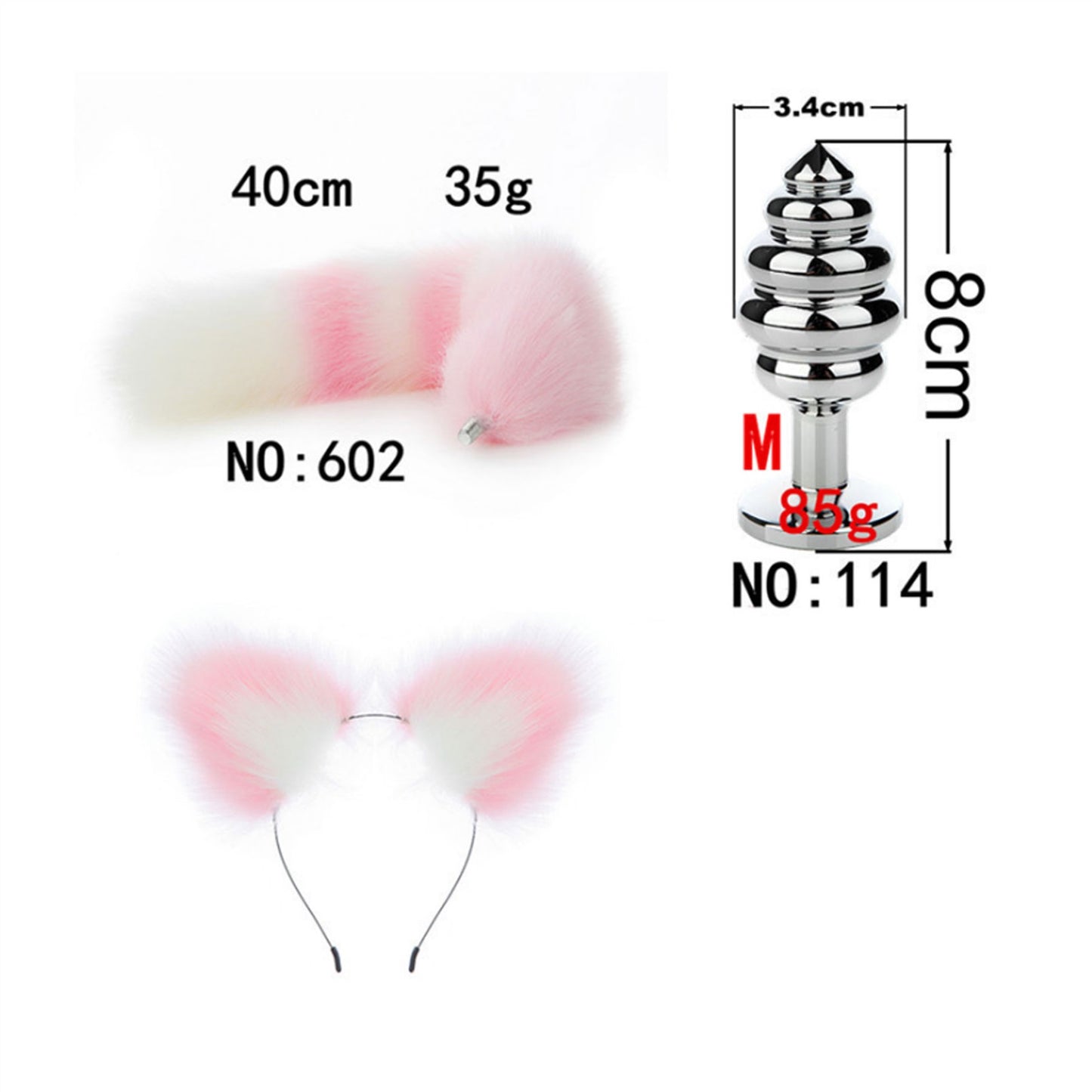 Faux fox tail anal plug ear hairpin set cosplay ad
