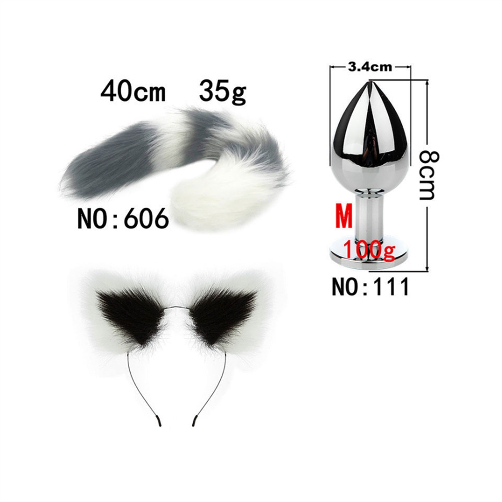 Faux fox tail anal plug ear hairpin set cosplay ad