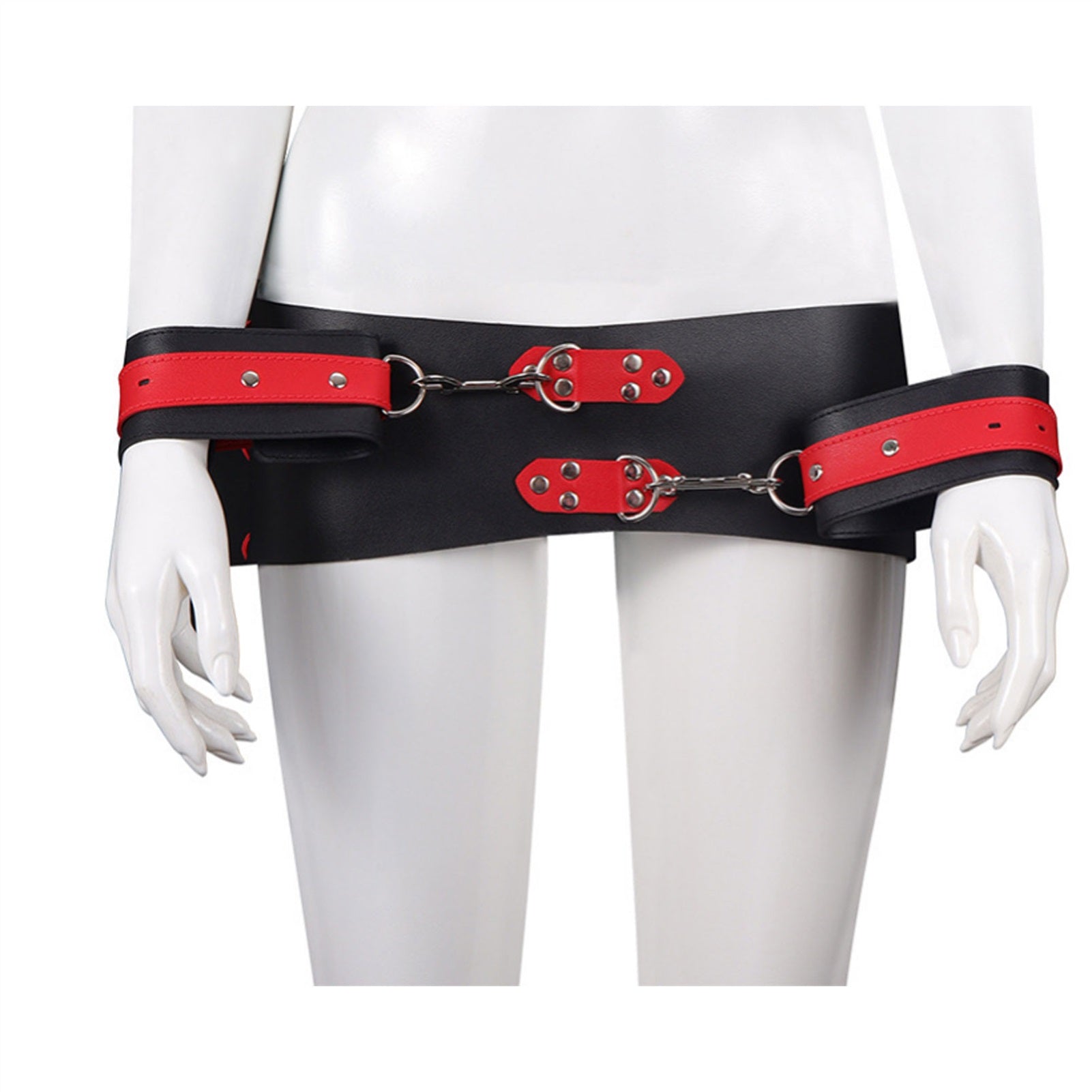 PU Leather Adjustment Handcuffs Leg Cuffs Set Flir