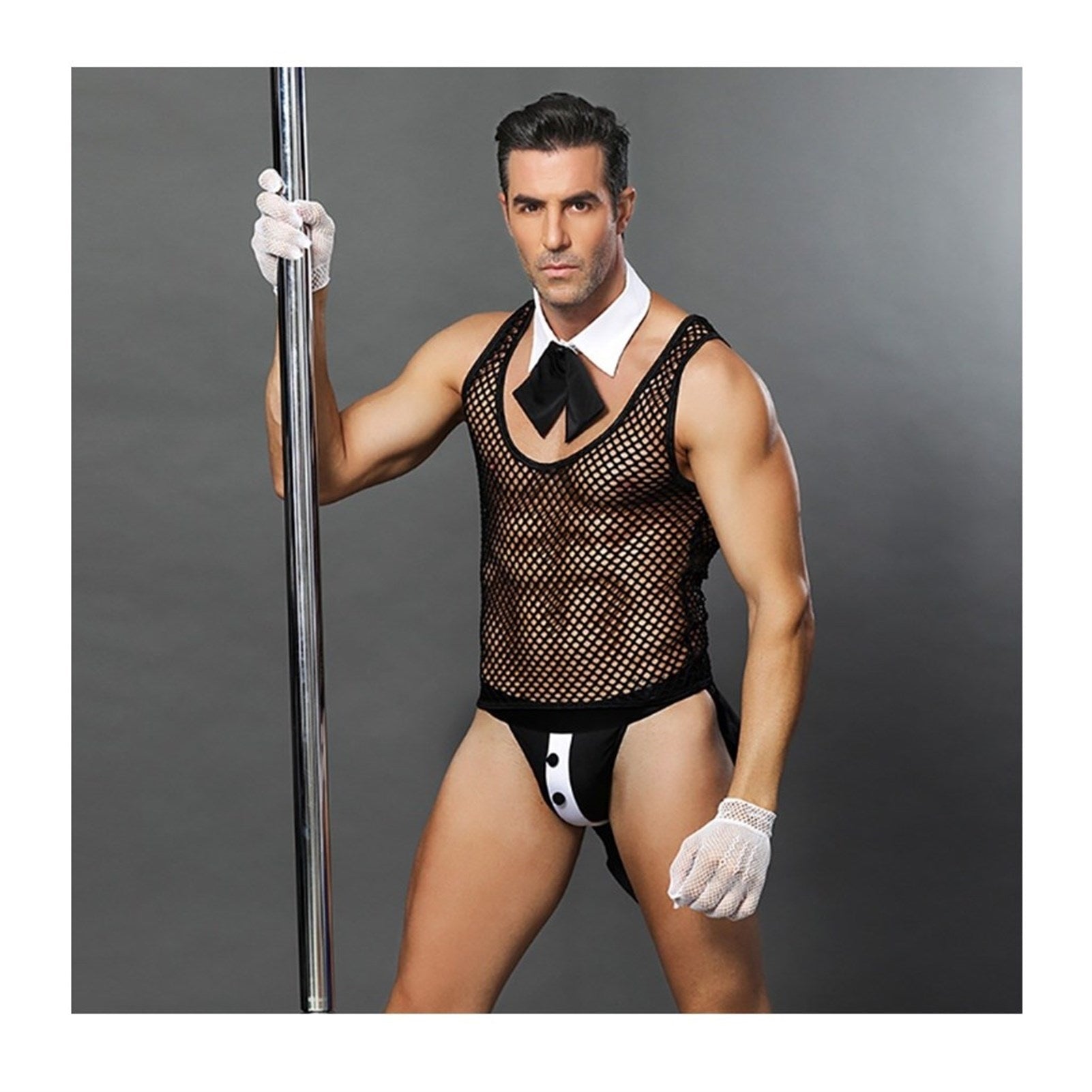Men's Nightclub Tailcoat Underwear Net Vest For Me