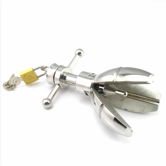 Unique Huge Stainless Steel Lockable Anal Plug Hea