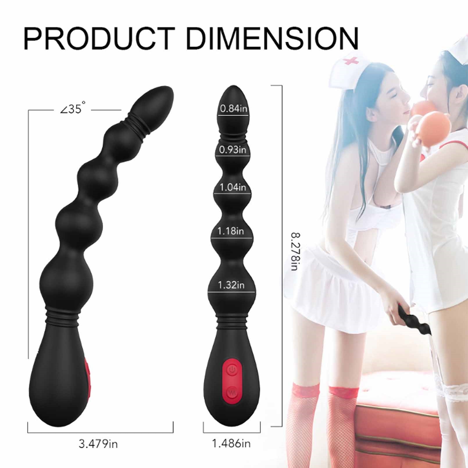 Vibrating Butt Plug with Remote Control, Silicone 