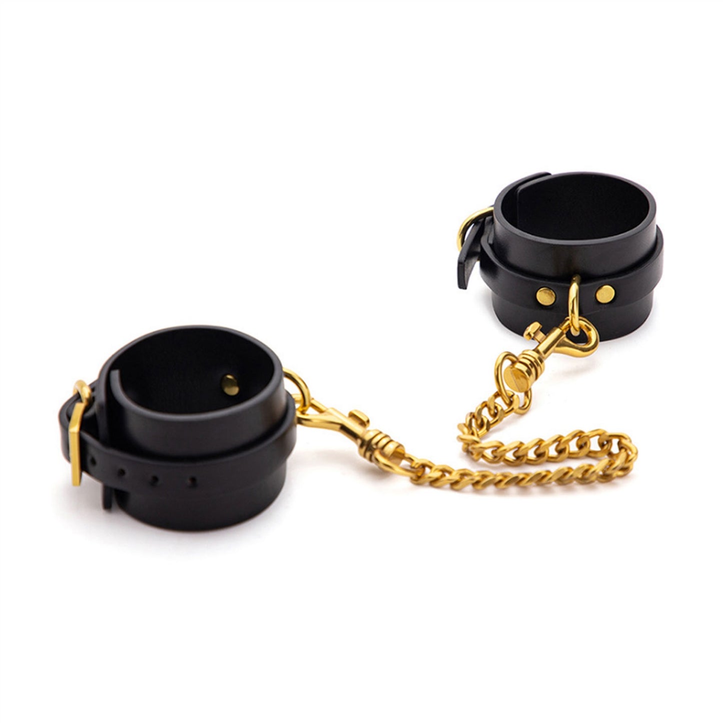PU leather Handcuffs Gold Rivet Chain Cuff Punk Ro