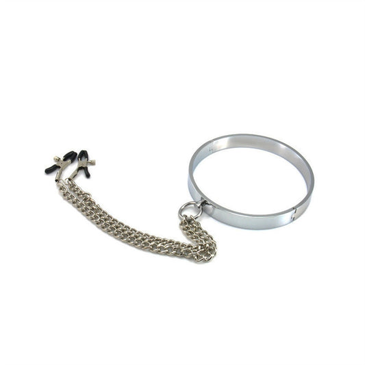 Man Stainless Steel Metal Restraint Neck Collar Ri