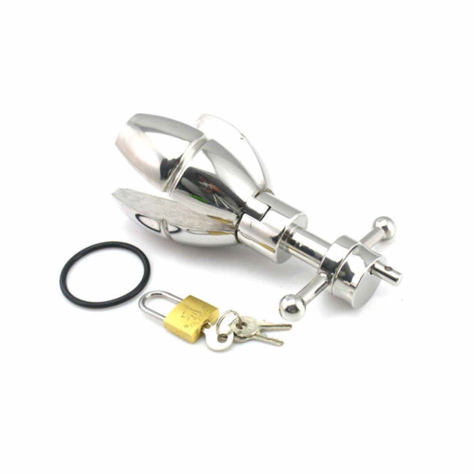 Unique Huge Stainless Steel Lockable Anal Plug Hea