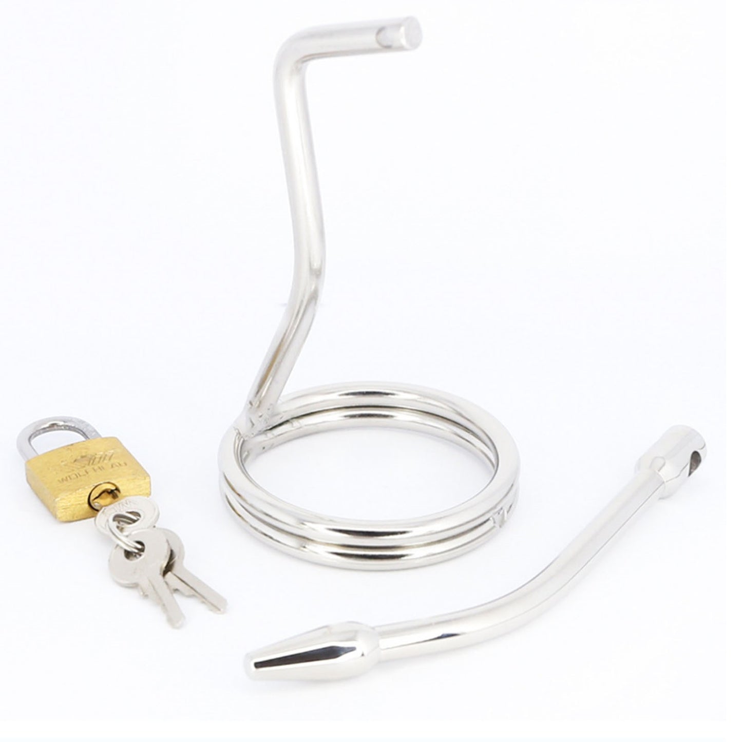 Male Metal Chastity Device Penis Lock Anal Plug Re