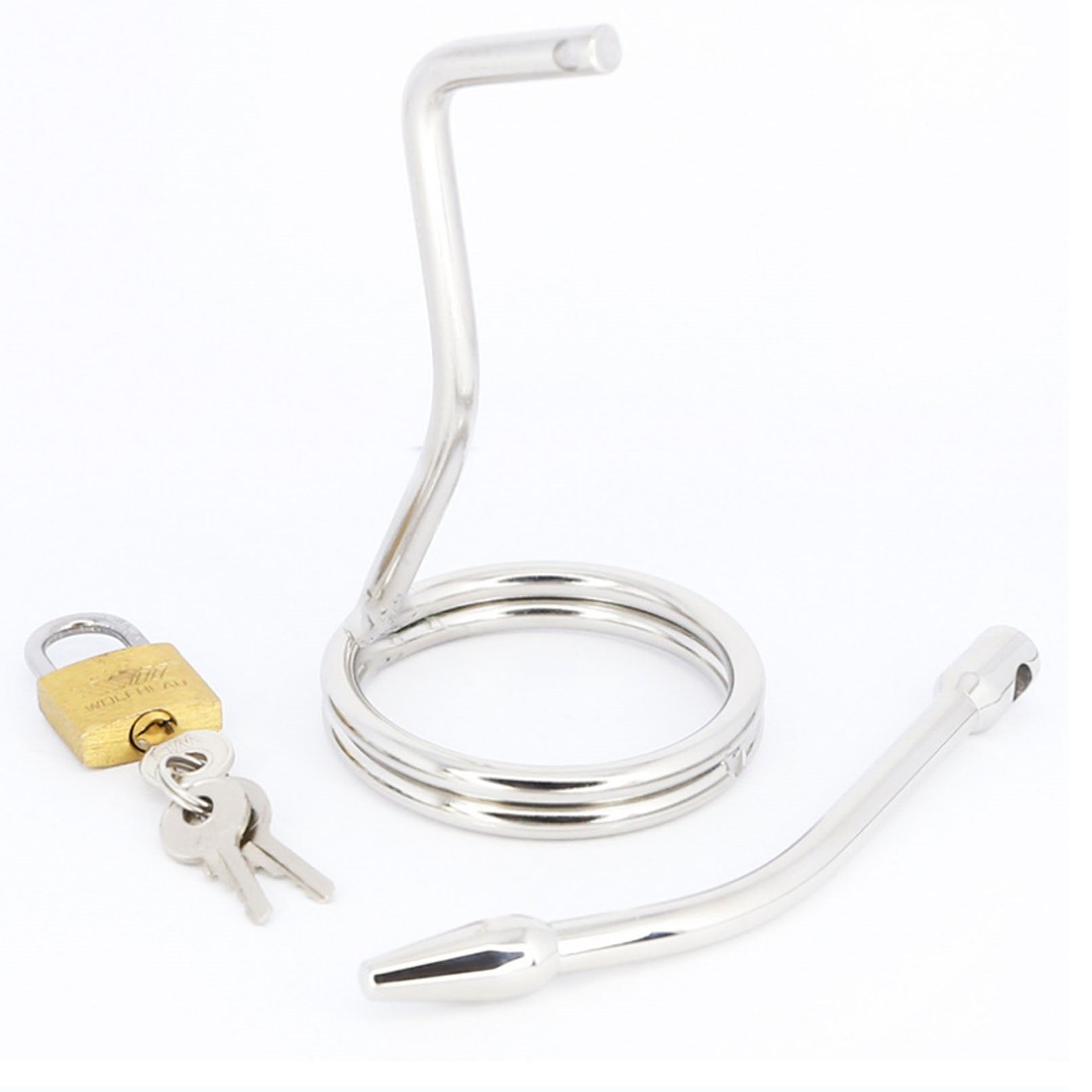 Male Metal Chastity Device Penis Lock Anal Plug Re