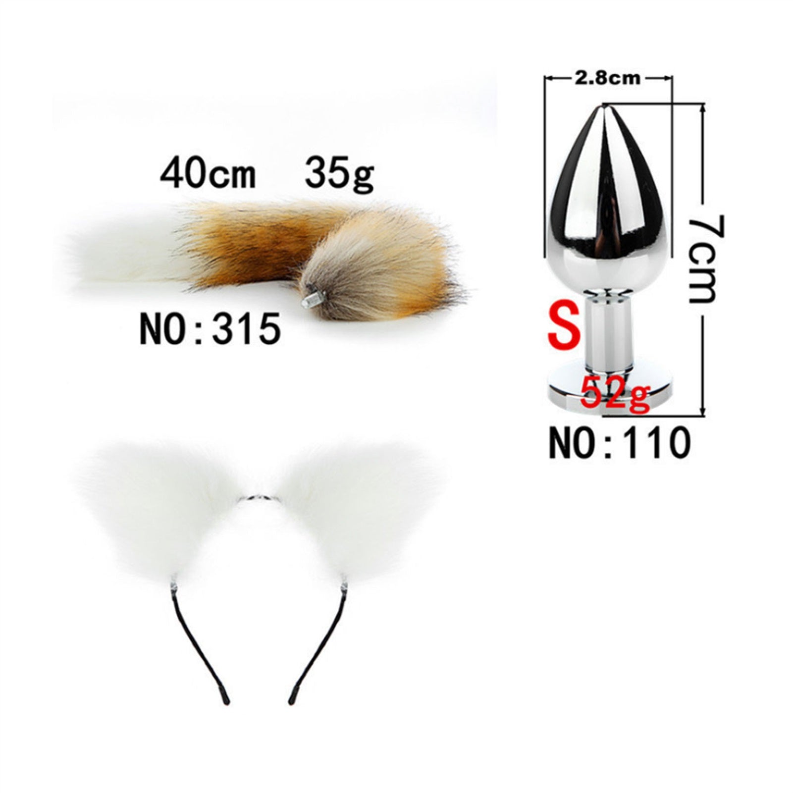 Faux Fox Tail Anal Plug Ear Hairpin Set Cosplay Ad