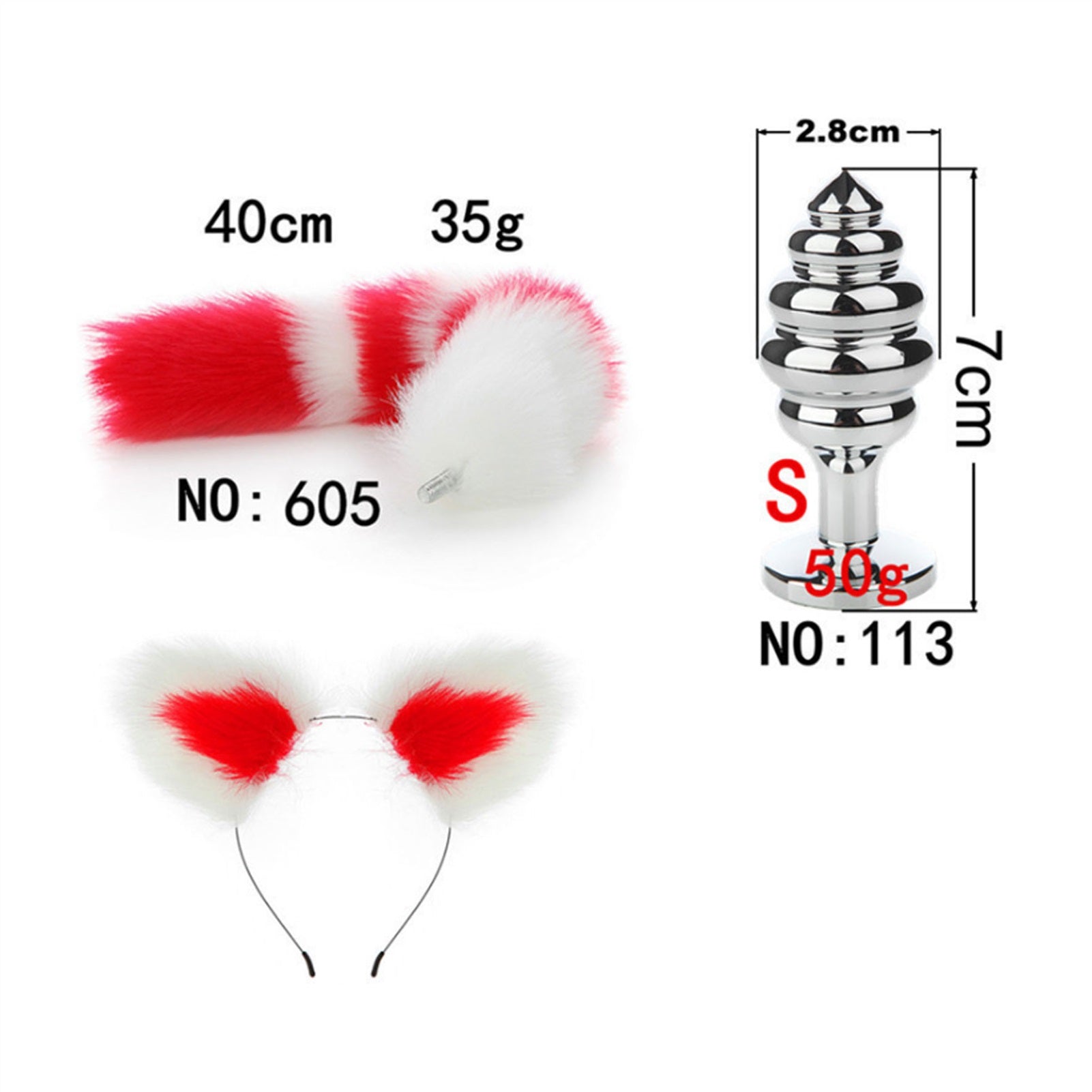 Faux fox tail anal plug ear hairpin set cosplay ad