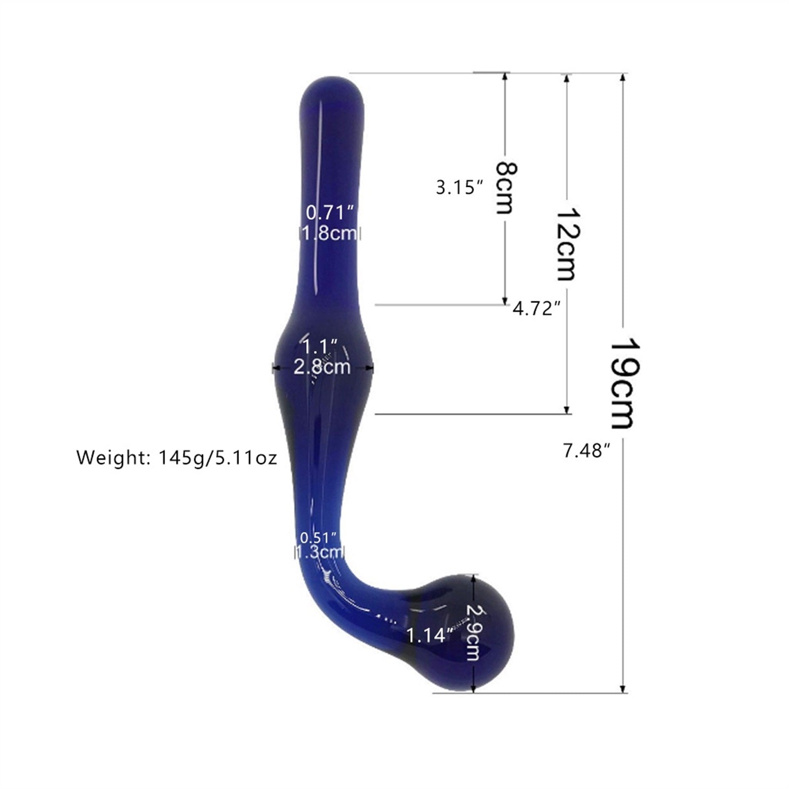 Double-ended Hook Crystal Glass Anal Plug For Men 