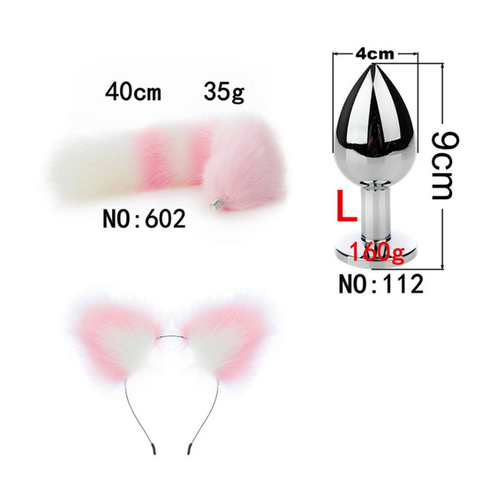Faux fox tail anal plug ear hairpin set cosplay ad