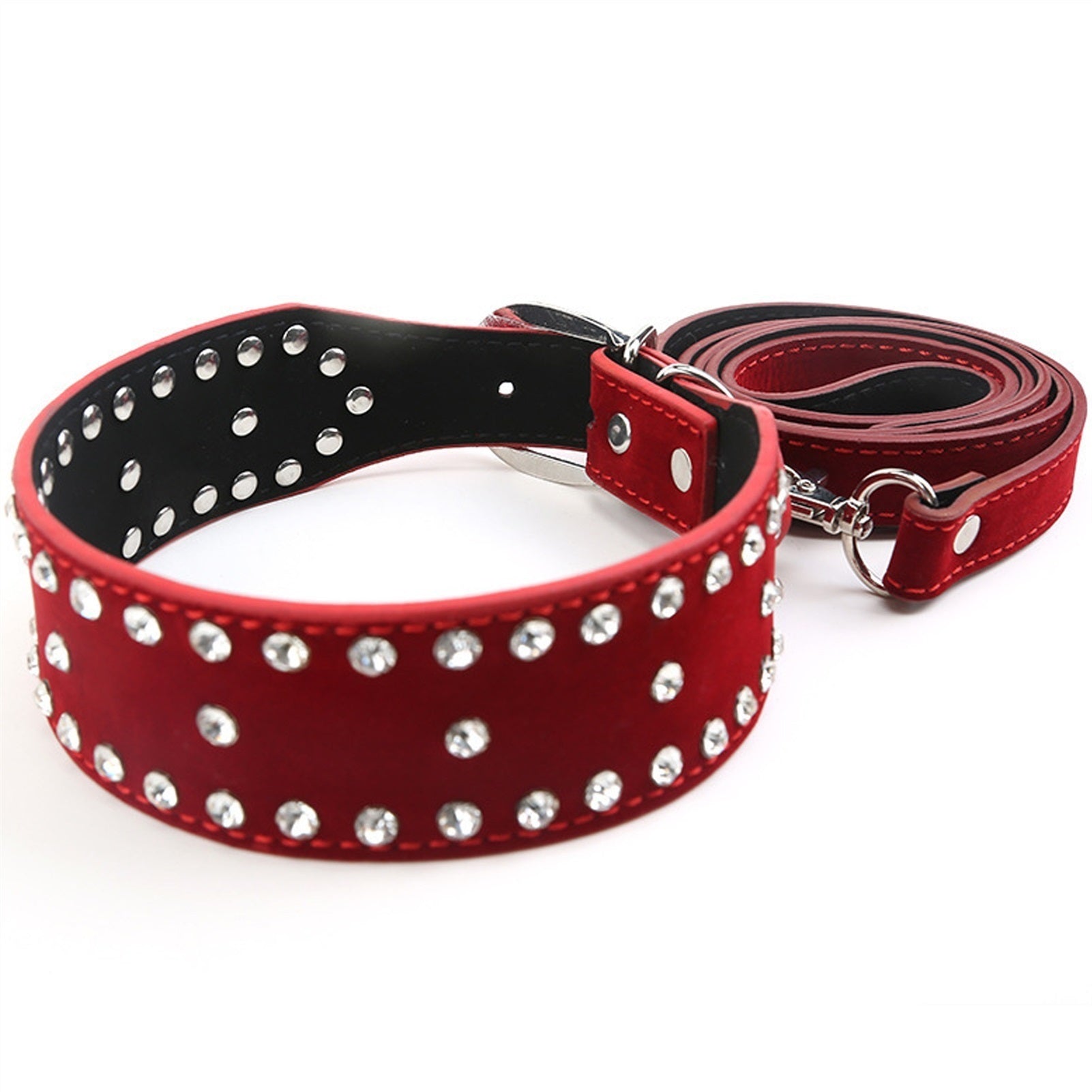 Nightclub Punk Rock Bling Red Flocking Fabrics PU 
