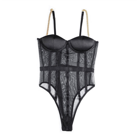 Floral Lace Thong Bodysuit Sexy Teddy Lingerie For