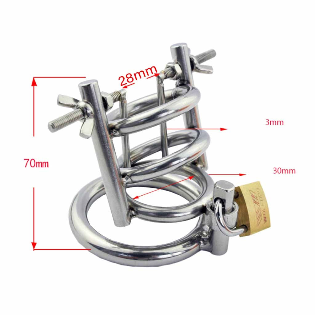 Male Chastity Device Cock Cage Steel Metal Silver 