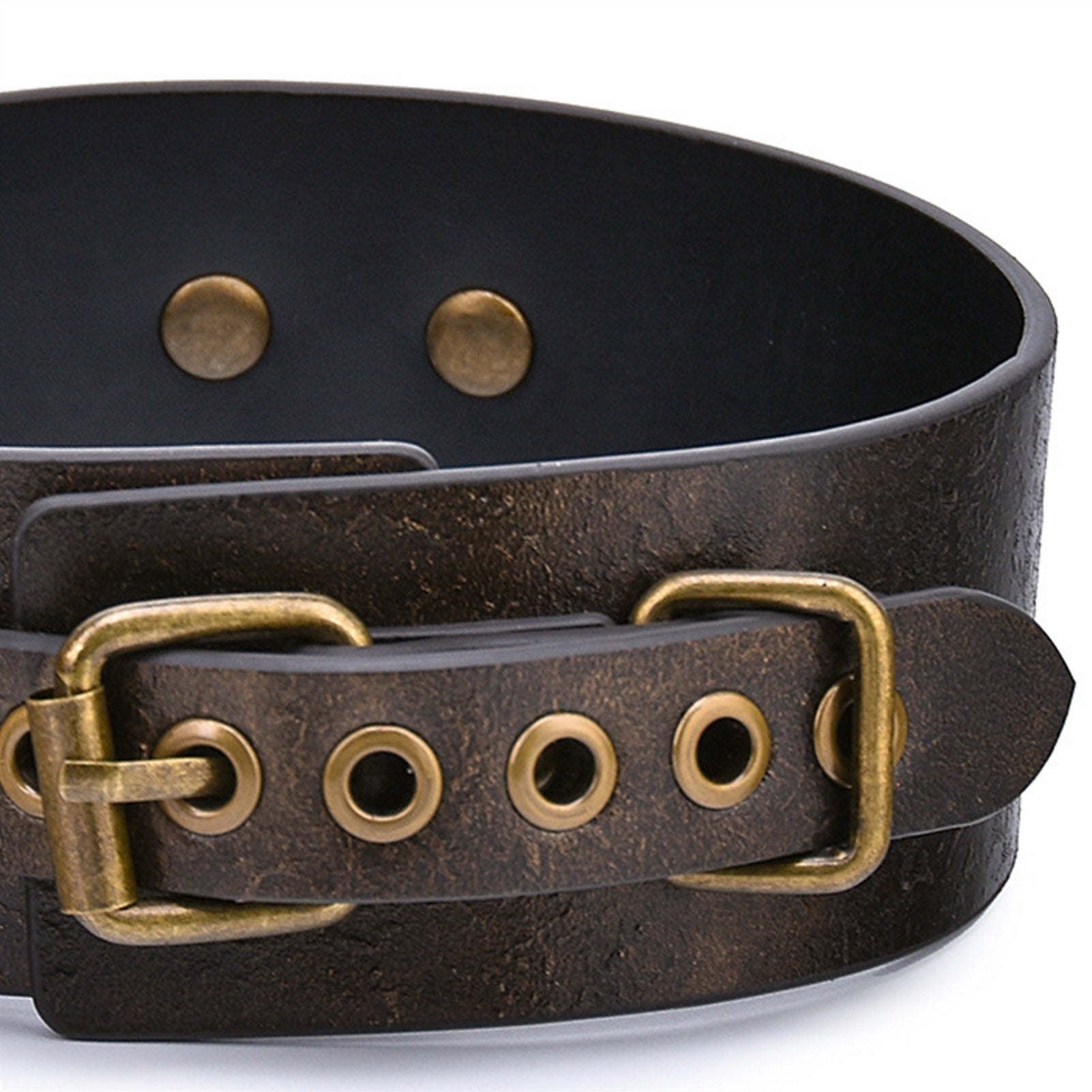 Bronze Leather Collar Necklace Adjustable Size Buc