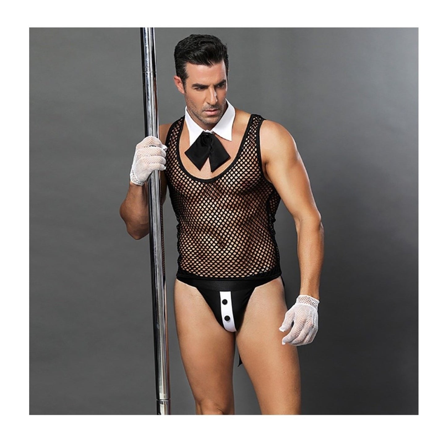 Men's Nightclub Tailcoat Underwear Net Vest For Me