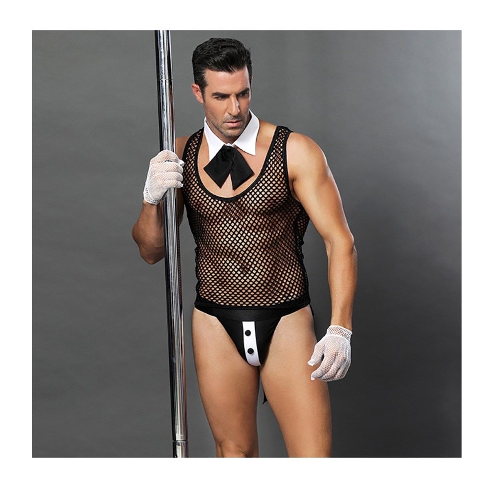 Men's Nightclub Tailcoat Underwear Net Vest For Me