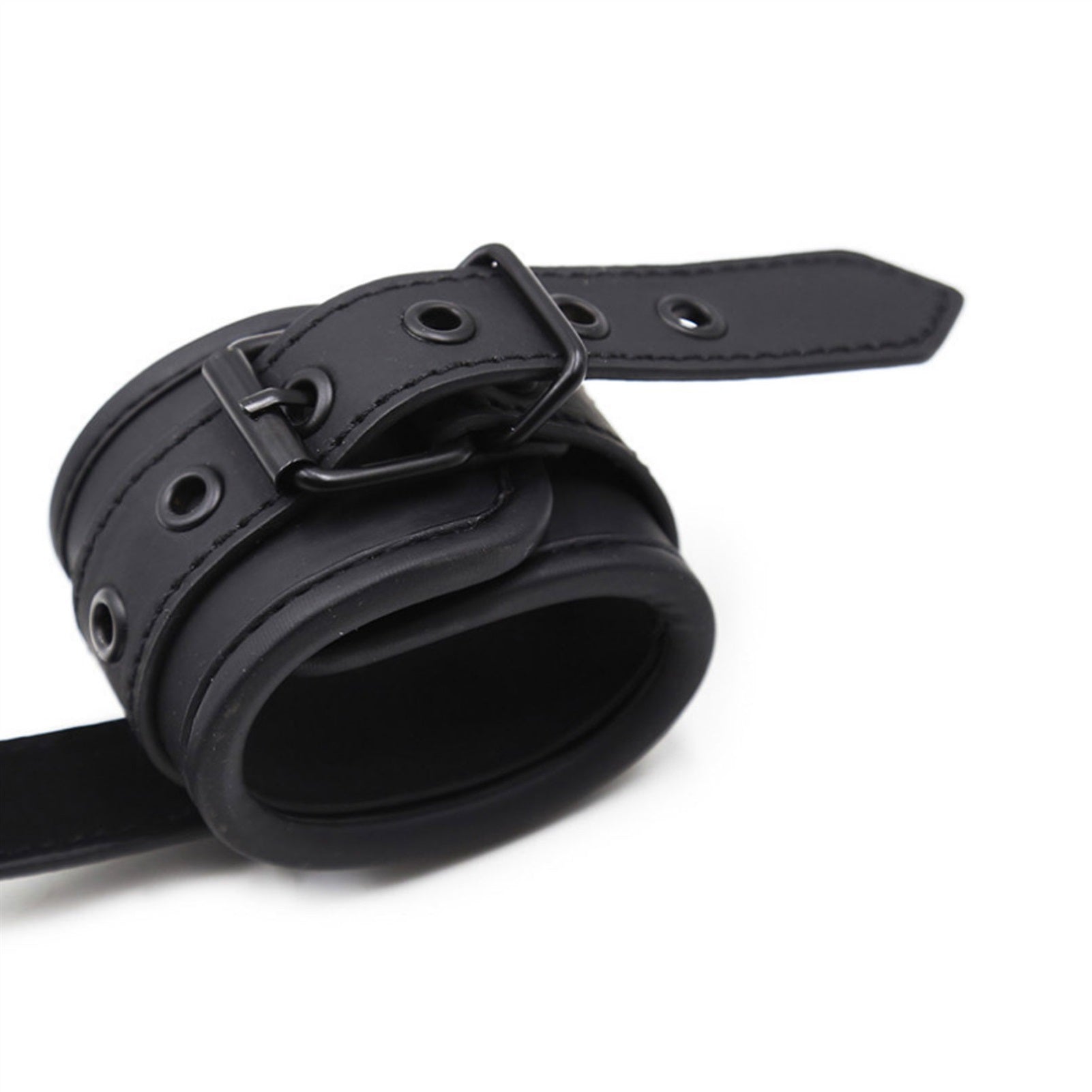 PU leather Handcuffs Gold Rivet Chain Cuff Punk Ro