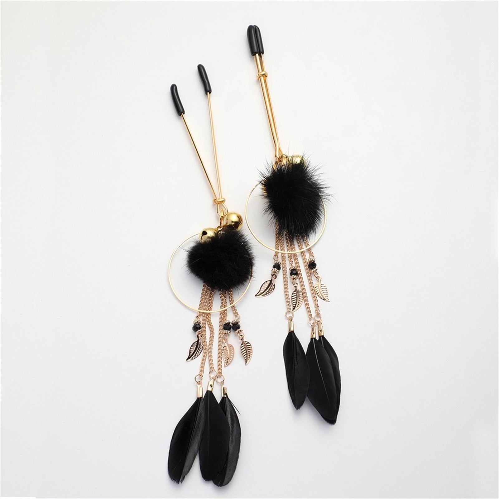 Black Feather Bell Breast Clip Nipple Cute Clip Br