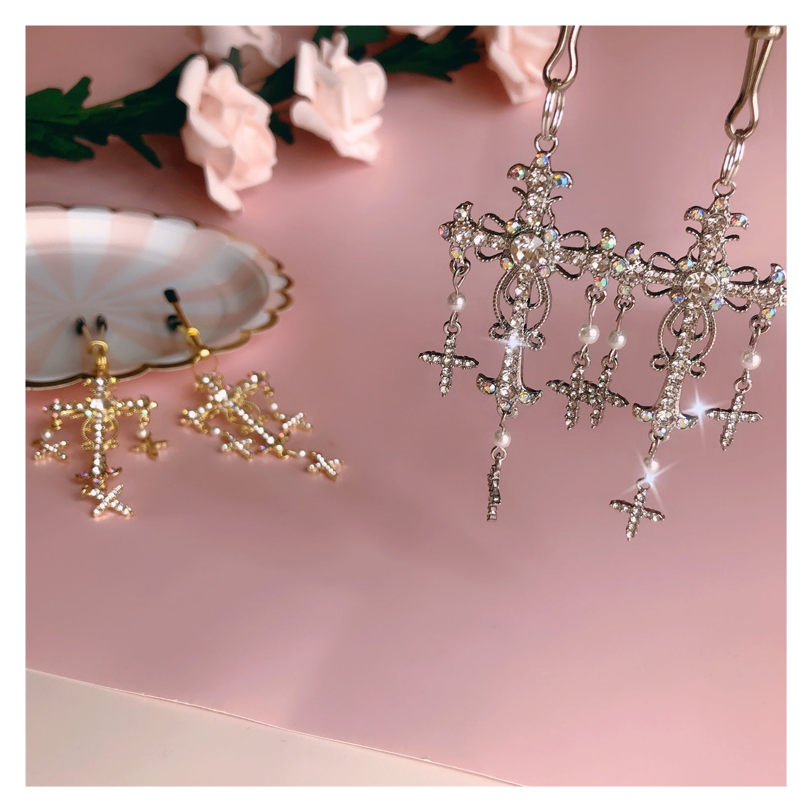 1 Pair Breast Nipple Clamps Clip Rhinestone Heart 