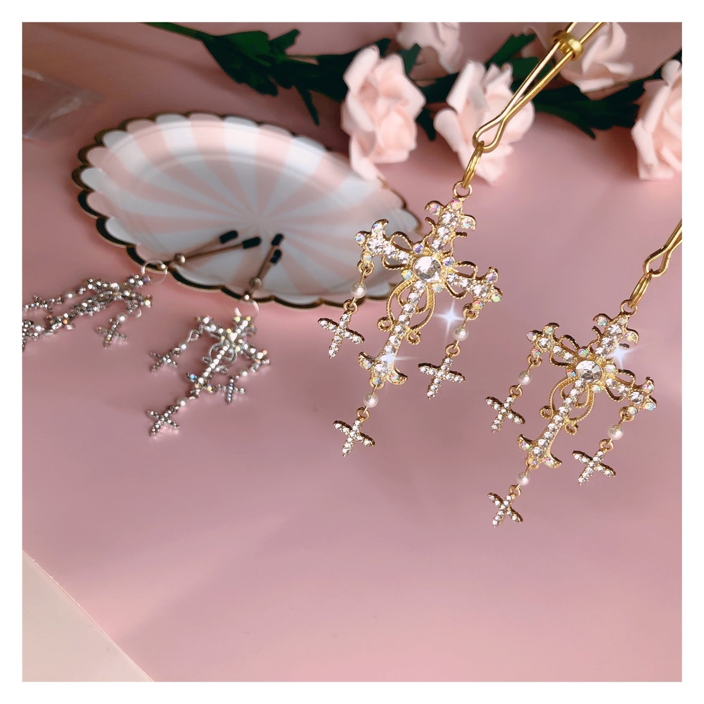 1 Pair Breast Nipple Clamps Clip Rhinestone Heart 