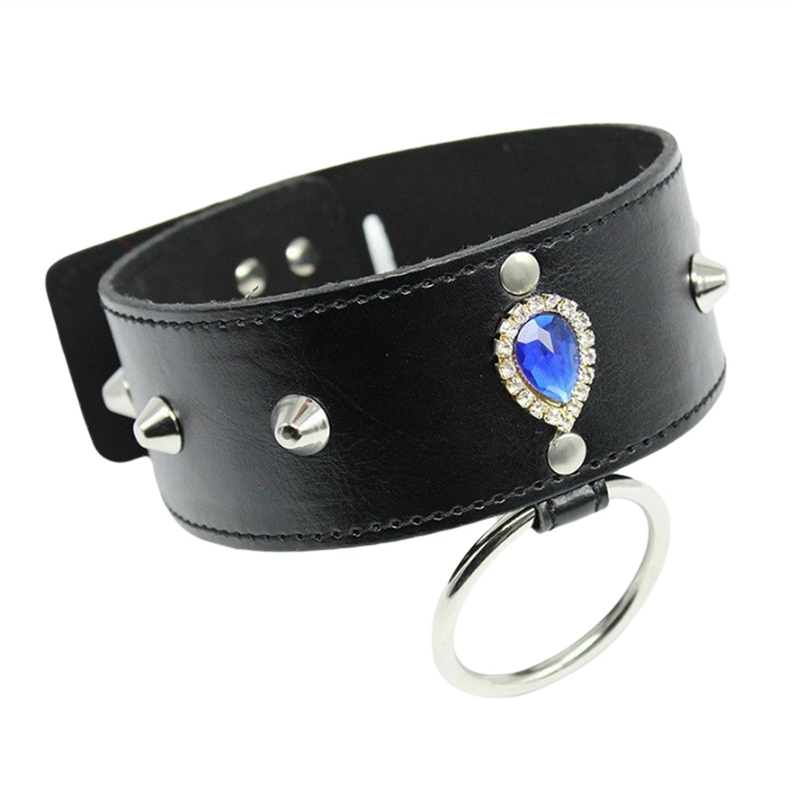 PU Leather Rivets Choker Collar Necklace With Towi