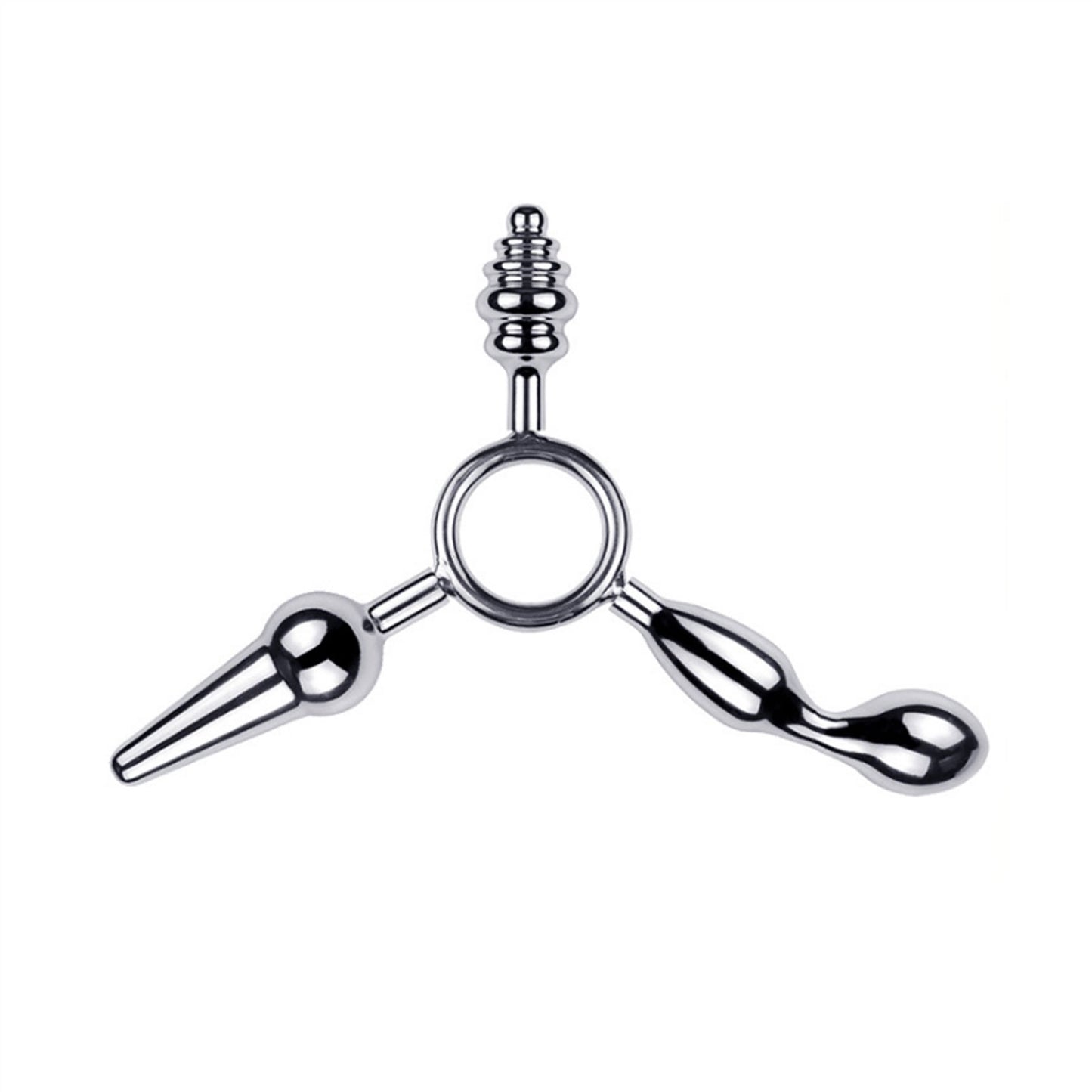 Metal Three Heads Anus Plug Small Curved Masturbat