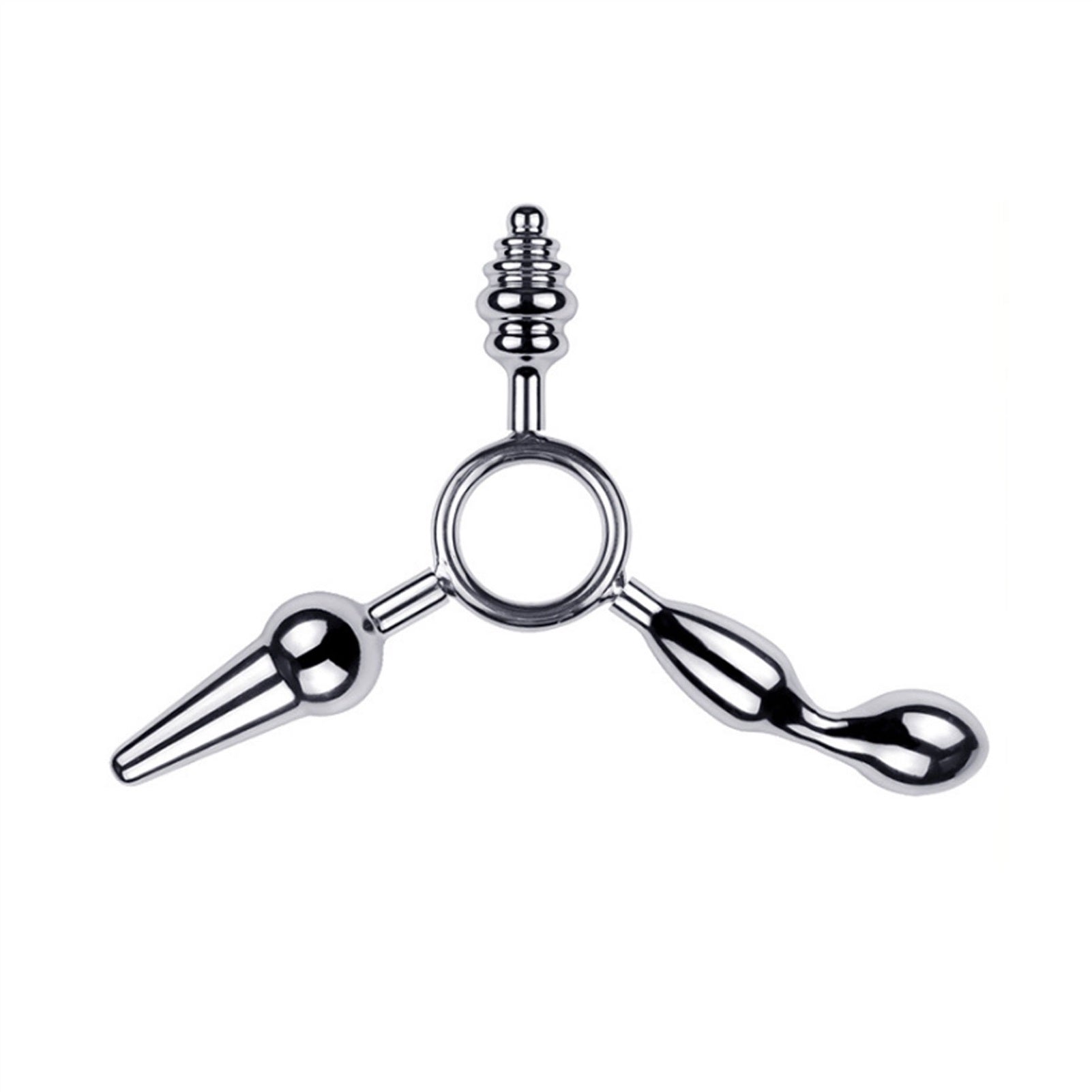 Metal Three Heads Anus Plug Small Curved Masturbat