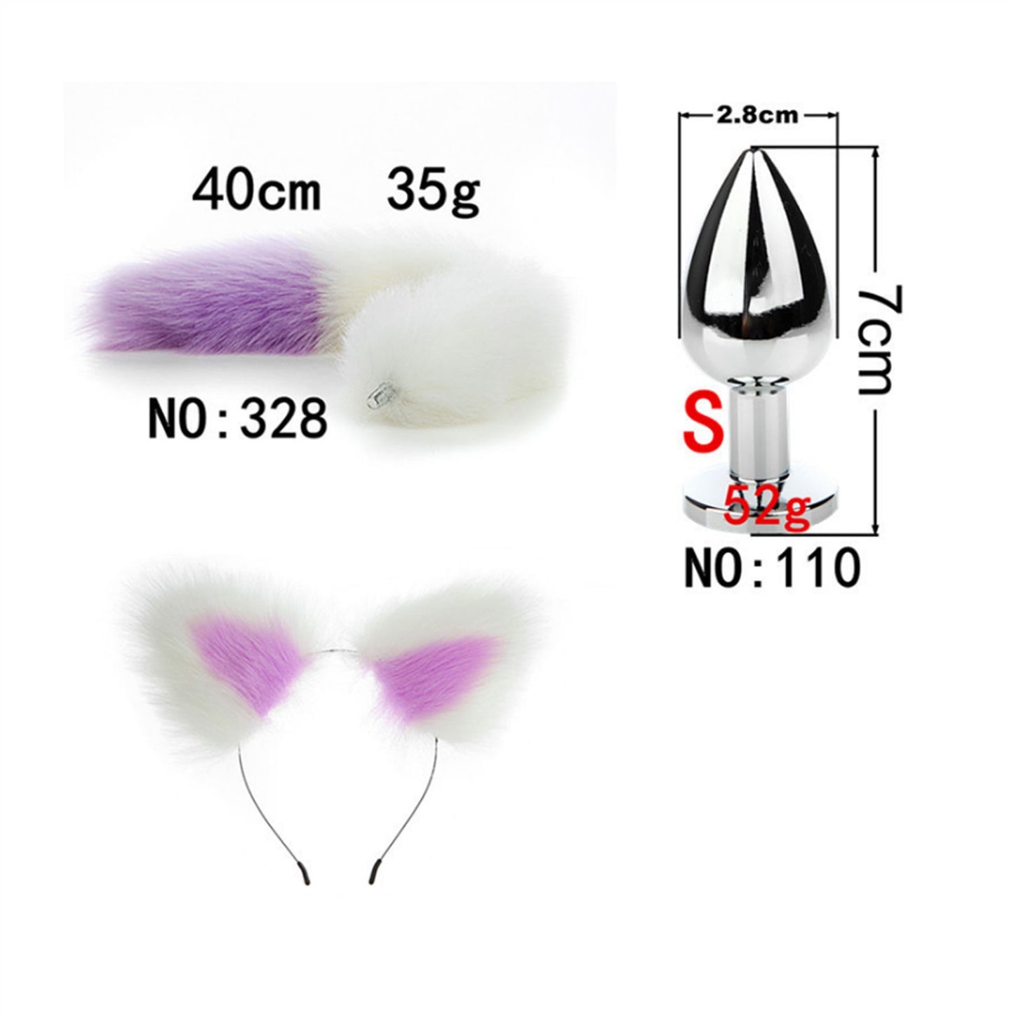 Faux fox tail anal plug ear hairpin set cosplay ad