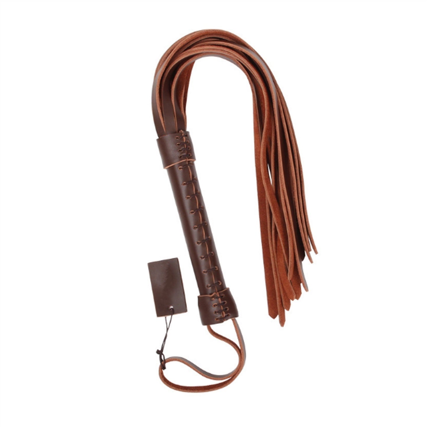 Brown PU Leather Tassels Horse Whip To Pat For Cou