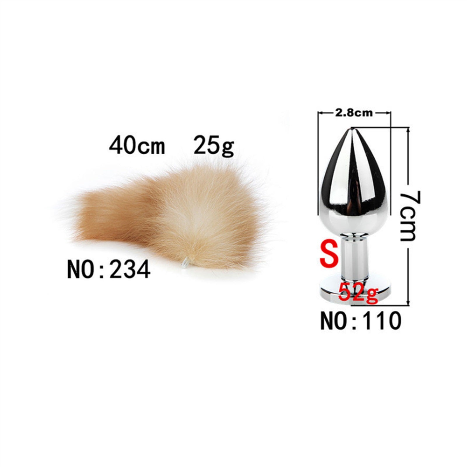 Removable Imitation Fox Tail Anal Plug Ring For Co