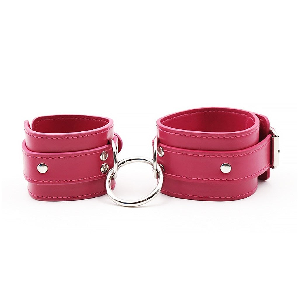 PU Leather Adjustment Handcuffs Leg Cuffs Set Flir