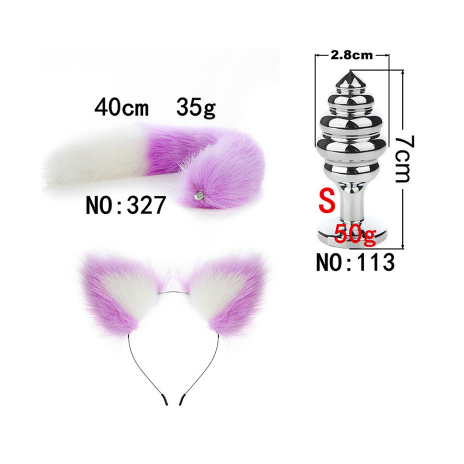 Faux fox tail anal plug ear hairpin set cosplay ad