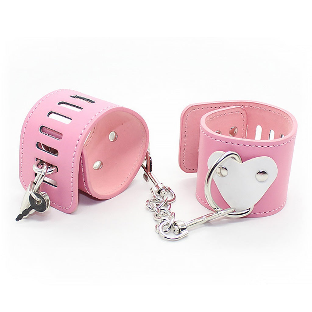 PU Leather Heart Adjustment Handcuffs Leg Cuffs Se