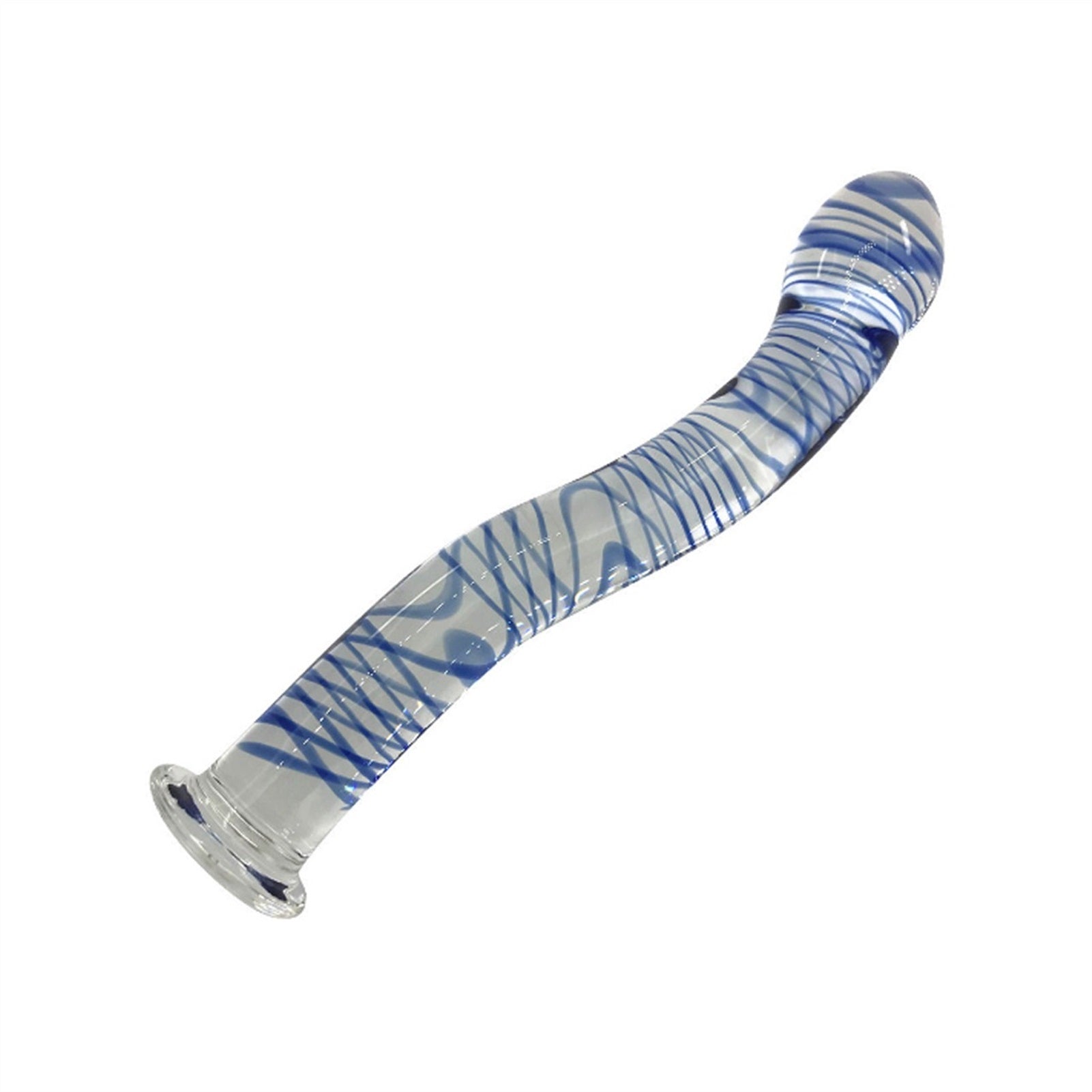 Crystal Glass S-shaped Blue Stripe Orgasm For Men 