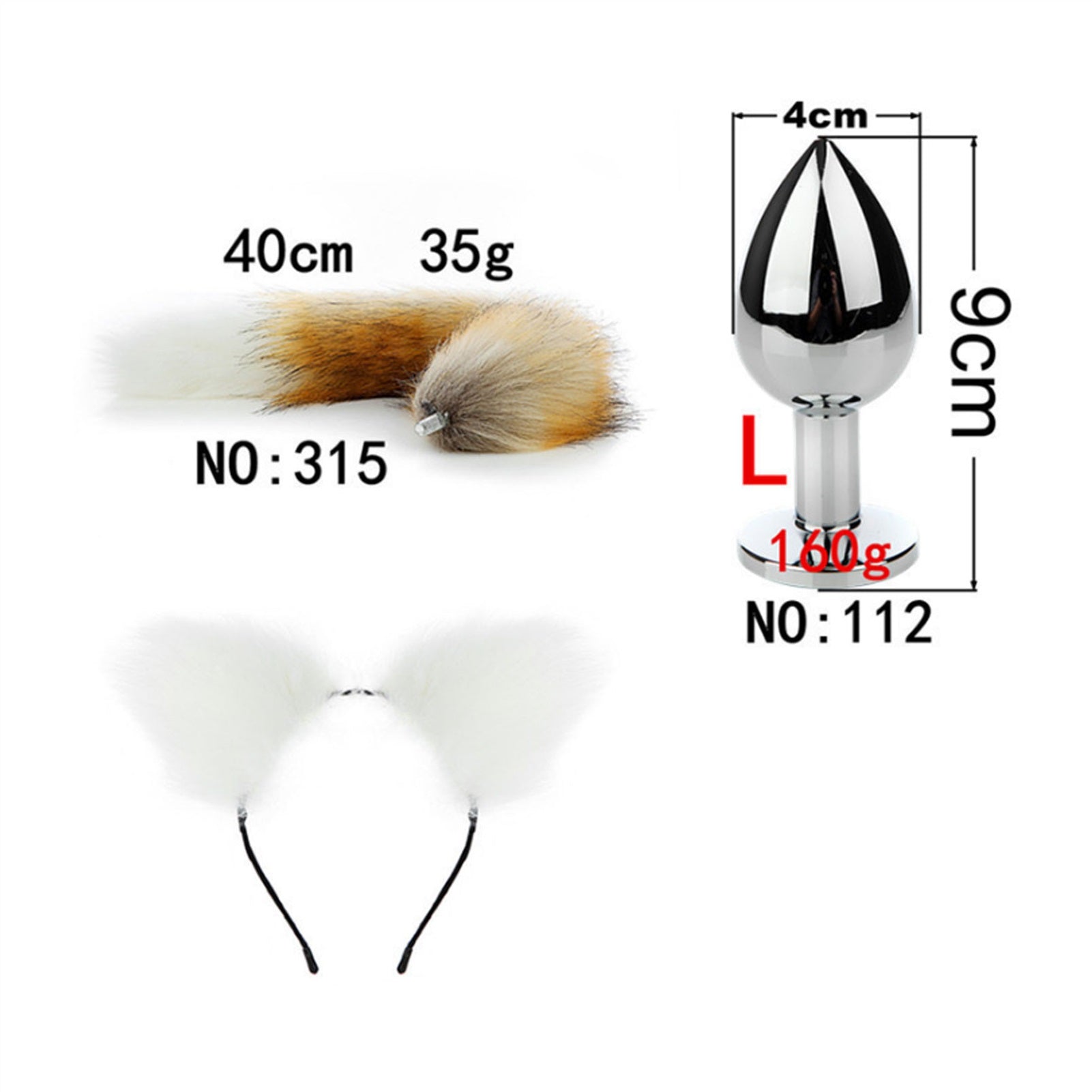 Faux Fox Tail Anal Plug Ear Hairpin Set Cosplay Ad