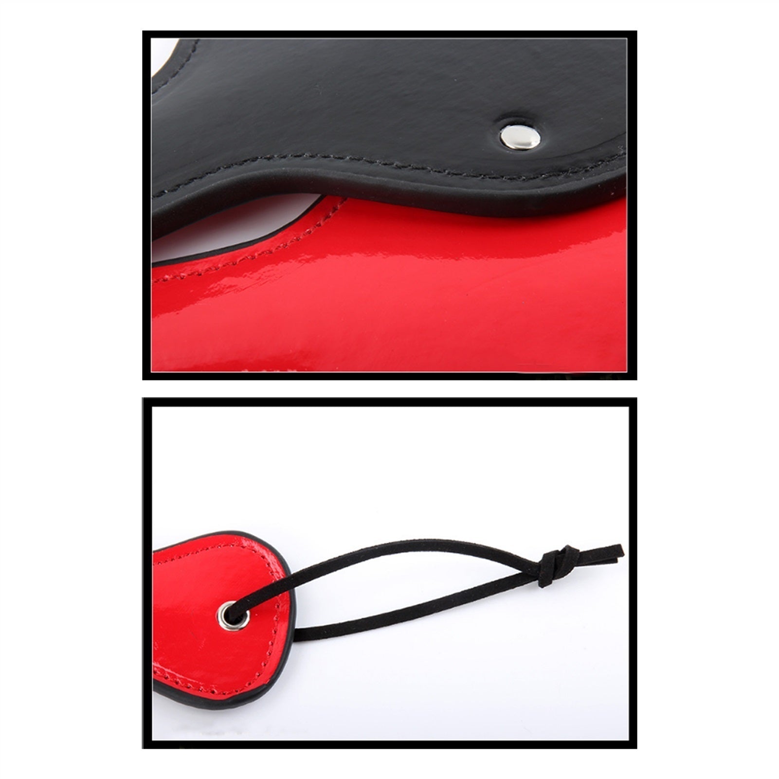 Black Red Two-toned PU Patent Leather Hand Racket 