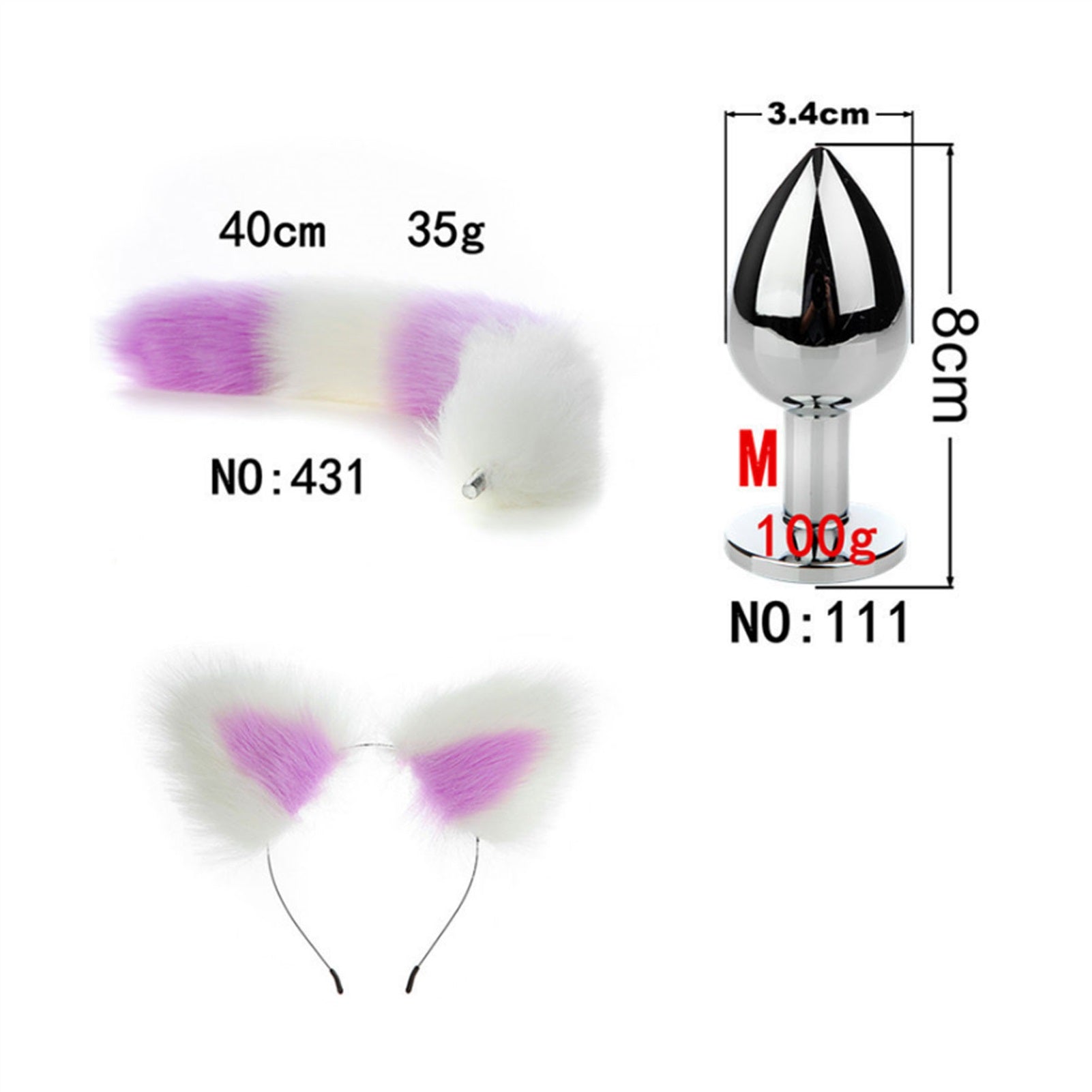 Faux Fox Tail Anal Plug Ear Hairpin Set Cosplay Ad