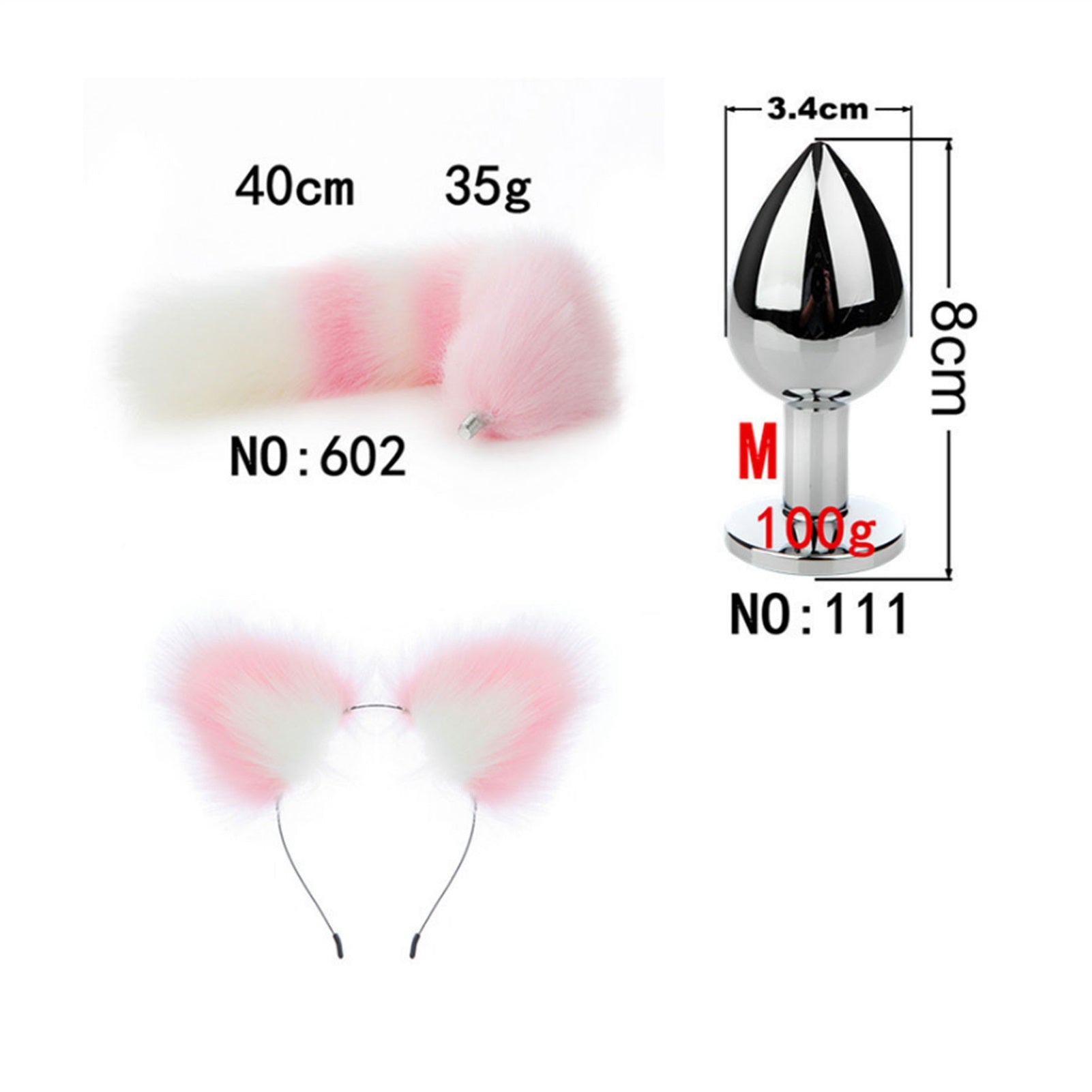 Faux fox tail anal plug ear hairpin set cosplay ad