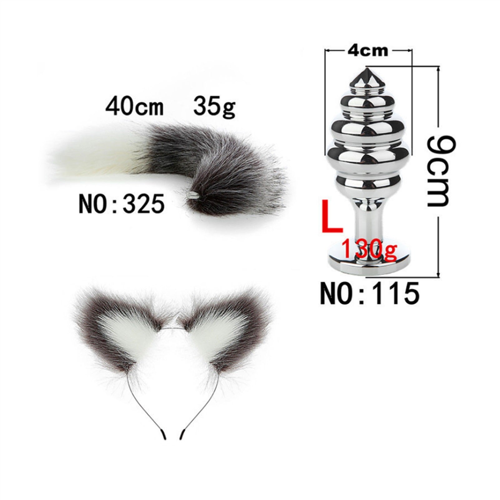 Faux fox tail anal plug ear hairpin set cosplay ad