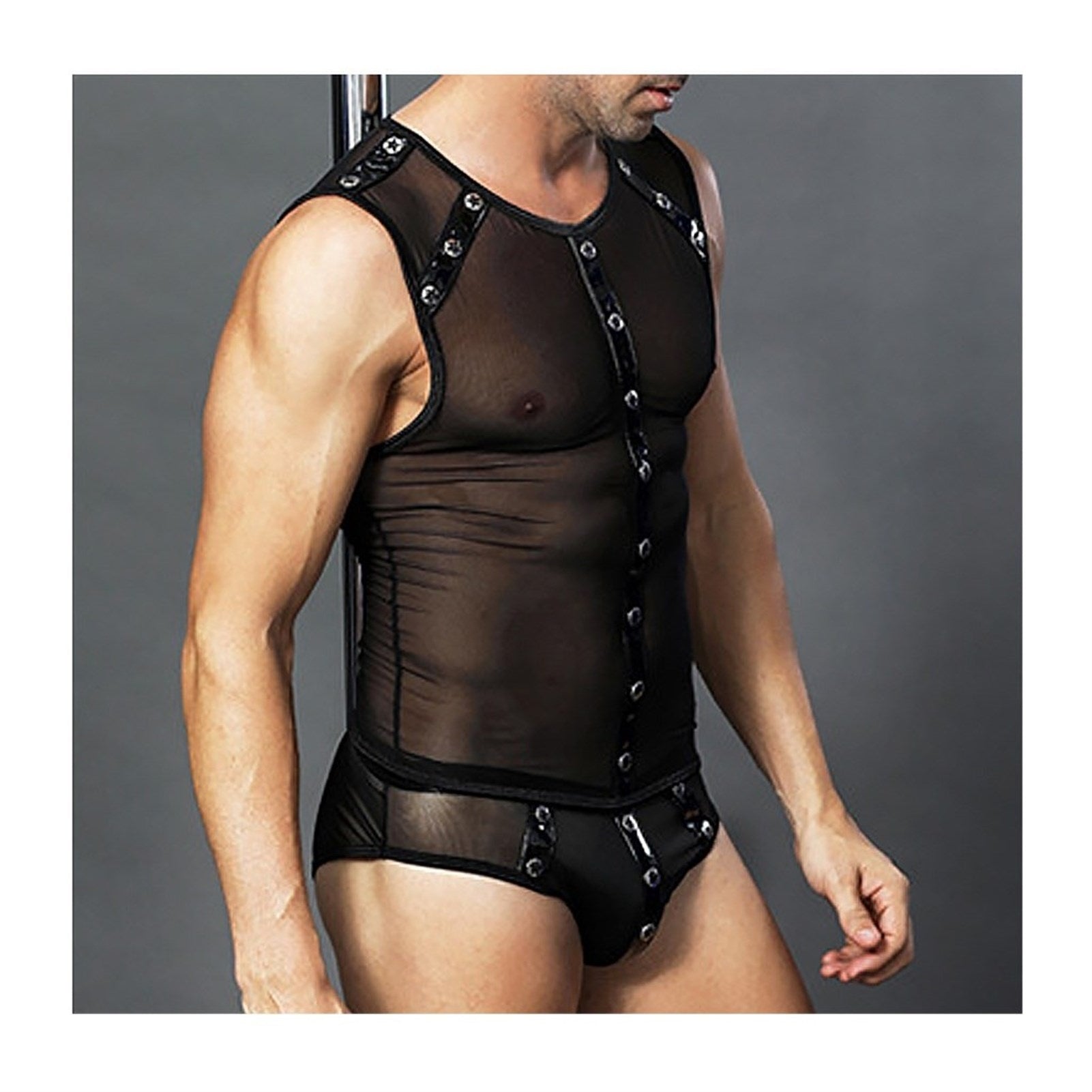 Men's Sexy lingerie Nightclub Underwear Net Vest S