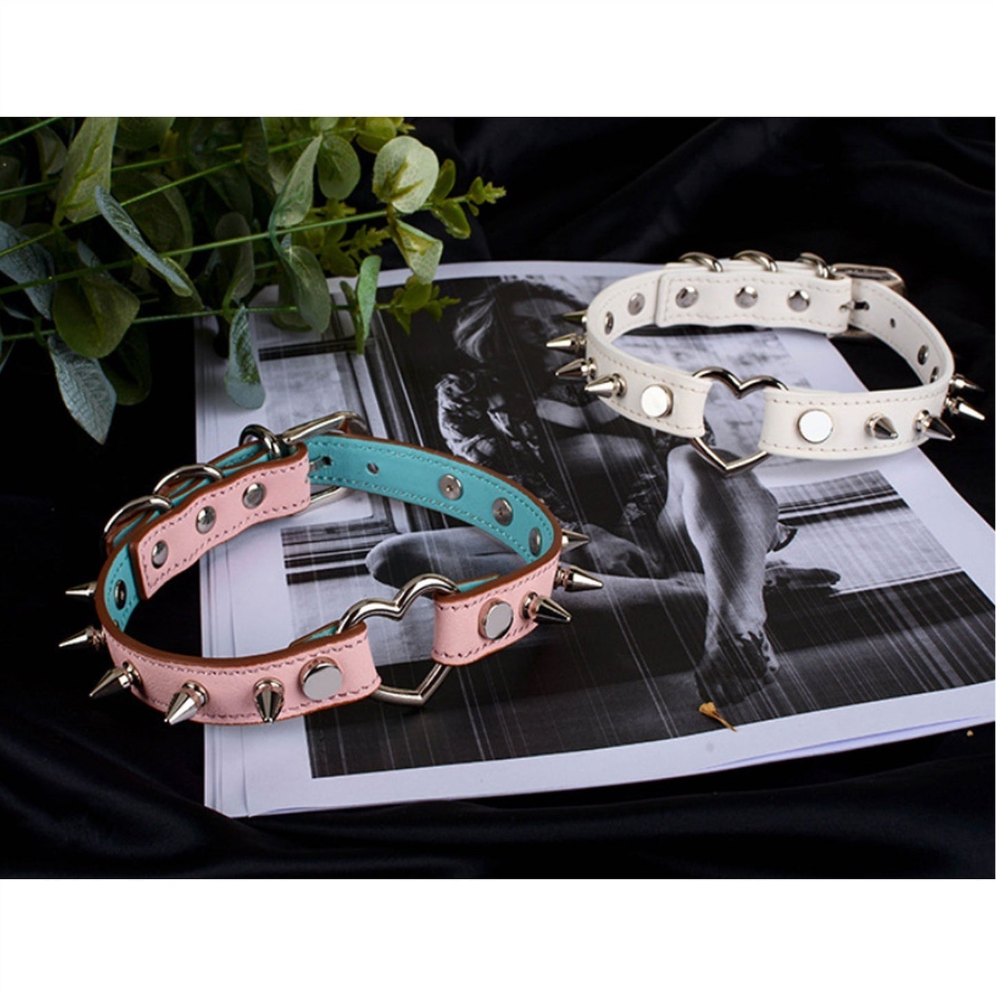 Nightclub Punk Rock Colorful Spike Rivets Black PU