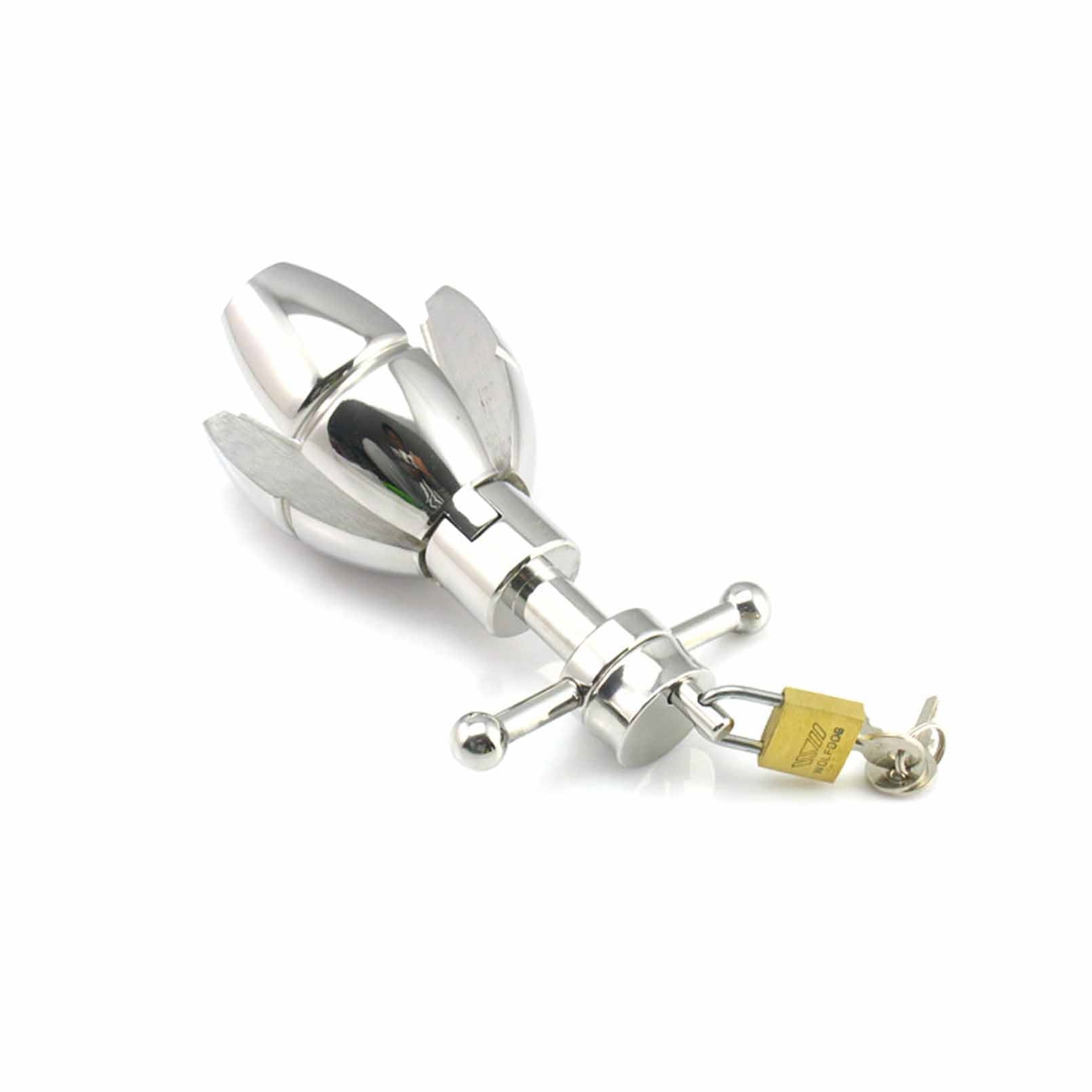 Unique Huge Stainless Steel Lockable Anal Plug Hea