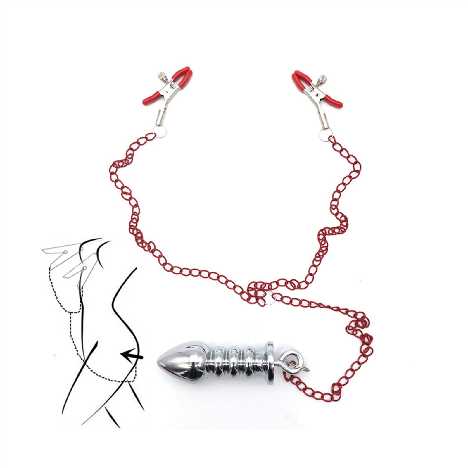 Long Chain Metal Nipple Clamp Female Clamp Plug Je
