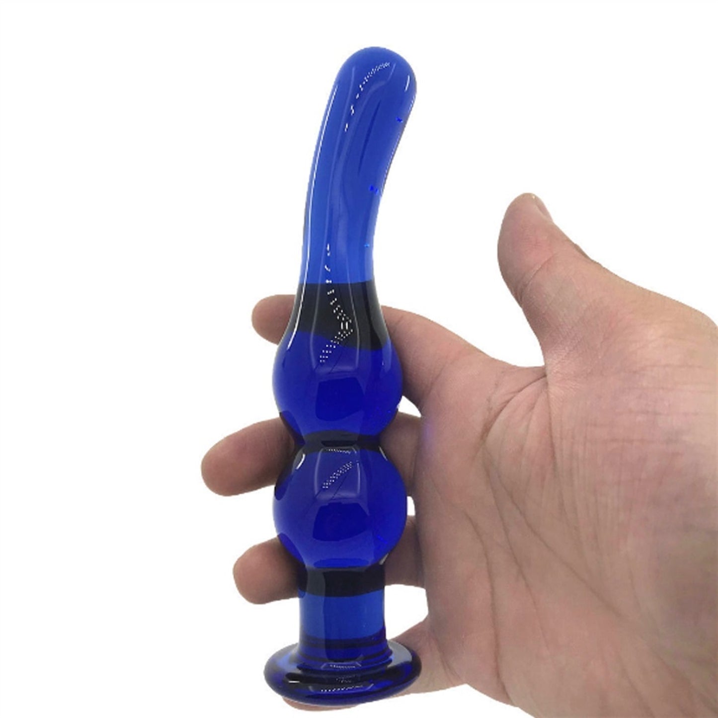 Blue Crystal Glass Anal Plug In The Back Court For