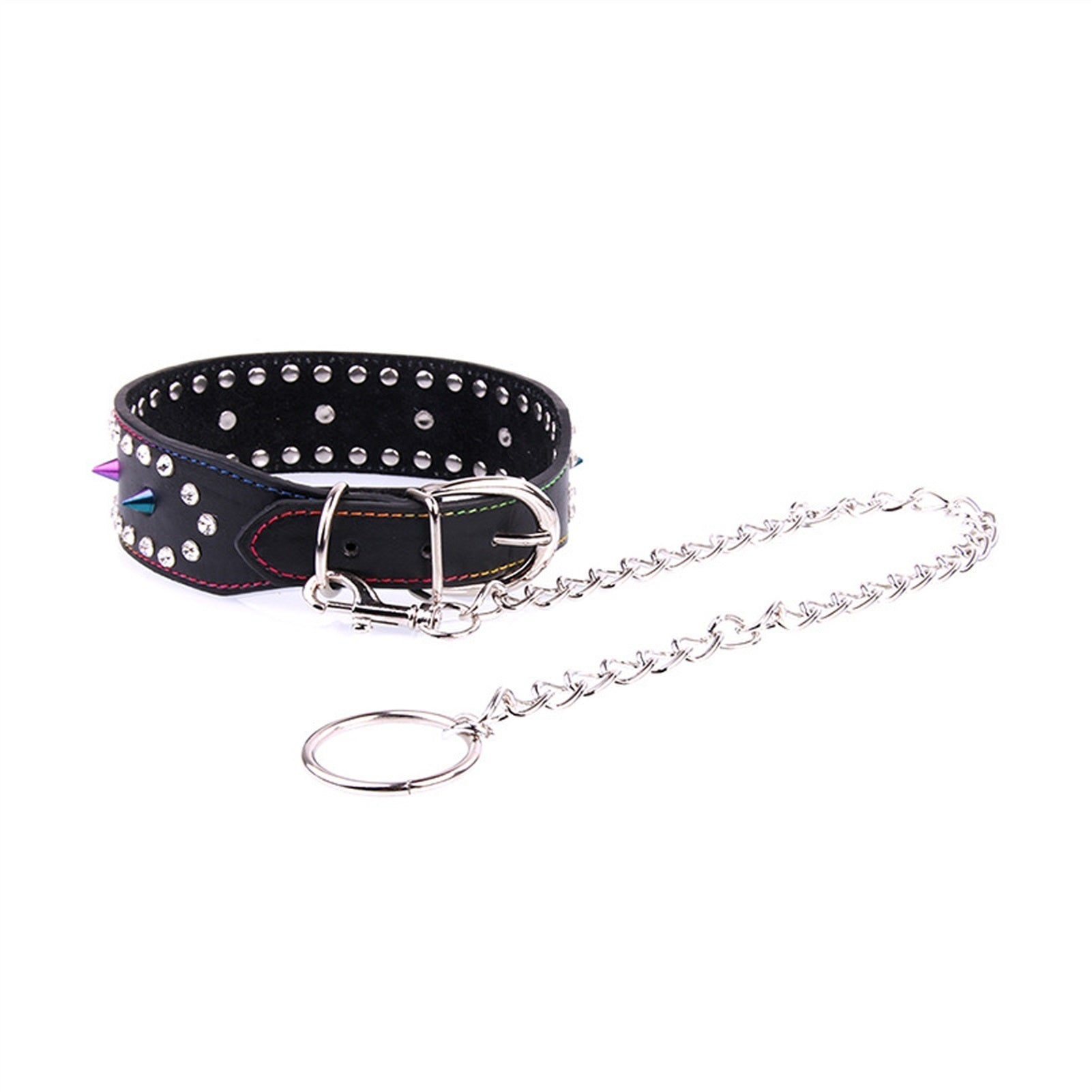 Nightclub Punk Rock Colorful Spike Rivets Black PU